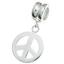 Sterling Silver Peace Dangle Bead for European Charm Bracelets