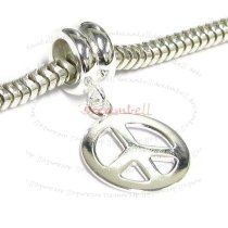 Sterling Silver Peace Dangle Bead for European Charm Bracelets