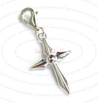 Sterling Silver cross Dangle Pendant for European Lobster Clip on Charm