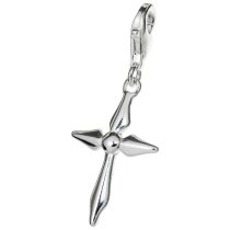 Sterling Silver cross Dangle Pendant for European Lobster Clip on Charm