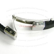 Stainless Steel Brown Flat Leather Cord 9.5mm Wristband Bracelet 8"