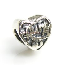 Sterling Silver Heart Love Aunt Bead for European Charm Bracelets