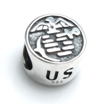 Sterling Silver Usmc Us Marine Corps Bead for European Charm Bracelets