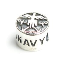 Sterling Silver NAVY Bead for European Charm Bracelets