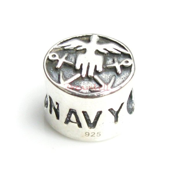 Sterling Silver NAVY Bead for European Charm Bracelets
