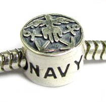 Sterling Silver NAVY Bead for European Charm Bracelets