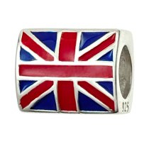 Sterling Silver UK Flag enamel Bead for European Charm Bracelets