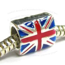 Sterling Silver UK Flag enamel Bead for European Charm Bracelets