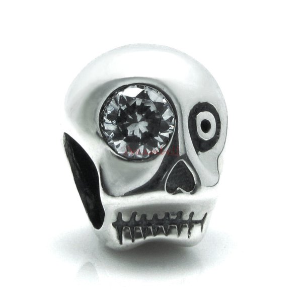 Sterling Silver skeleton CZ Bead for European Charm Bracelets