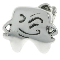 Sterling Silver Dentist Winking Smily Strong Tooth w/ Brush Bead for European Charm Bracelets