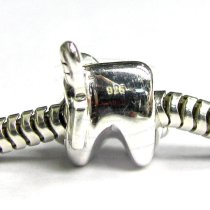 Sterling Silver Dentist Winking Smily Strong Tooth w/ Brush Bead for European Charm Bracelets