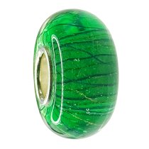 Sterling Silver Murano Flower Green Glass Bead for European Charm Bracelets