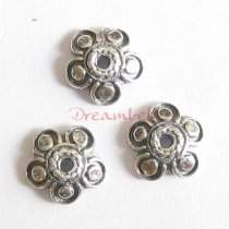 4X Bali Sterling Silver Flower Cap Bead 8mm