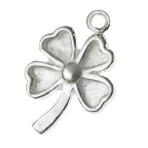1x Sterling Silver Four Clover Leaf Lucky Dangle Charm Pendant 15mm