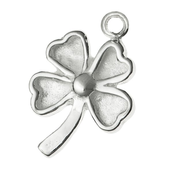 1x Sterling Silver Four Clover Leaf Lucky Dangle Charm Pendant 15mm