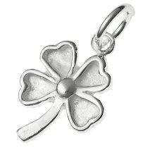 1x Sterling Silver Four Clover Leaf Lucky Dangle Charm Pendant 15mm