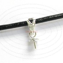 1x Sterling Silver CZ Crystal Bail Pin Cup Pearl Pendant Connector