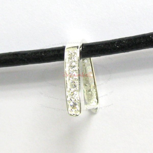 1x STERLING SILVER Bail Pinch CZ Pendant Clasp Connector