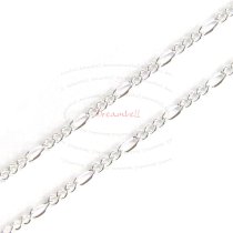 12″ Sterling silver bead Oval link Chain FIGARO 3+1