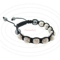 Black Macrame Knotted Shamballa Clear CZ Crystal Hematite Ball Bead Adjustable Wristband Bracelet 7.5″