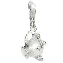 Sterling Silver Little Teapot Dangle Pendant for European Lobster Clip on Charm