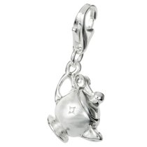 Sterling Silver Little Teapot Dangle Pendant for European Lobster Clip on Charm