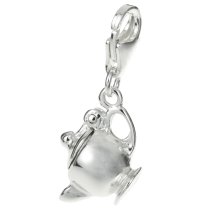 Sterling Silver Little Teapot Dangle Pendant for European Lobster Clip on Charm