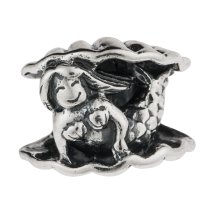 Sterling Silver Little Mermaid and Shell Bead for European Charm Bracelets