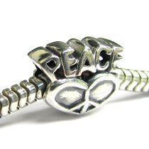 Sterling Silver Peace and Heart Screw in Bead for European Charm Bracelets