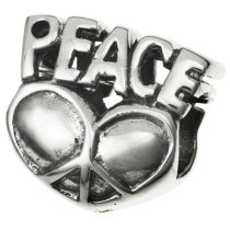 Sterling Silver Peace and Heart Screw in Bead for European Charm Bracelets