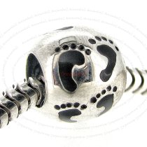 Sterling Silver Dad Mom Baby Footprint / Foot Step Family Bead for European Charm Bracelets