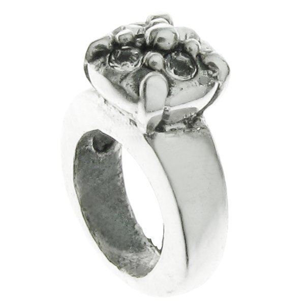 Sterling Silver Ring Crystal Bead for European Charm Bracelets