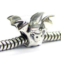 Sterling Silver Vampire Bat Bead for European Charm Bracelets