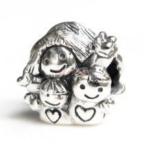 Sterling Silver Mom and Kids / Daughter & Son Happy Family Bead for European Charm Bracelets