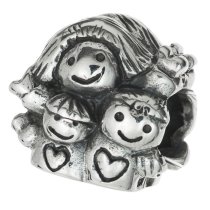 Sterling Silver Mom and Kids / Daughter & Son Happy Family Bead for European Charm Bracelets