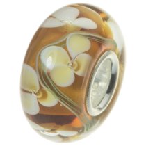 Sterling Silver Round Murano Flower Topaz Glass Bead for European Charm Bracelets