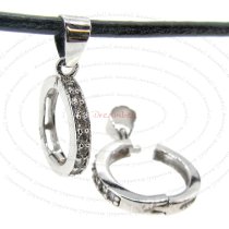 1x Rhodium Sterling Silver Clear CZ Crystal Round Wheel Pendant Bail Dangle Clasp
