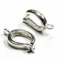 Rhodium Plated Sterling Silver Changeable Bail Pendant Clasp Slider with Secure Lock