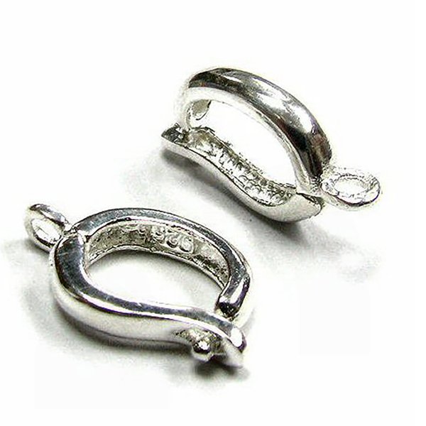 Rhodium Plated Sterling Silver Changeable Bail Pendant Clasp Slider with Secure Lock