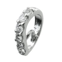 1x Sterling Silver CZ Crystal Bail Pendant Connector Slide