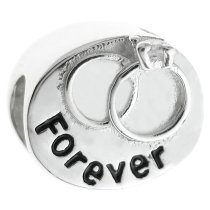 925 Sterling Silver Engagement Ring Forever Love CZ Bead for European Charm Bracelets
