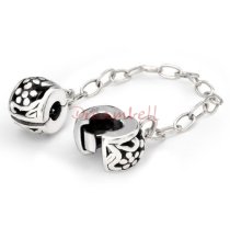 1x Sterling Silver Stopper Clip Lock Safety Chain Bead for European Charm Bracelets