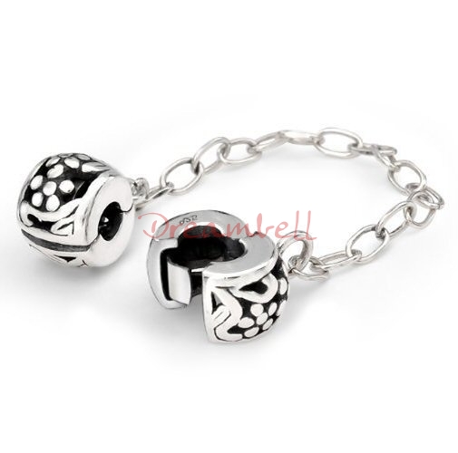 1x Sterling Silver Stopper Clip Lock Safety Chain Bead for European Charm Bracelets