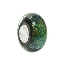 Sterling Silver Murano Green Foiled Glass Bead for European Charm Bracelets