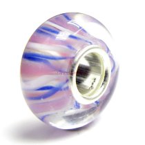 Sterling Silver Round Flower Murano Blue Glass Bead for European Charm Bracelets