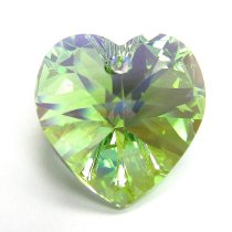 Swarovski Crystal Xilion Heart Charm Pendant Peridot AB 18mm 6228