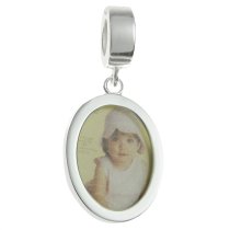 Sterling Silver Photo Frame Dangle Bead for European Charm Bracelets