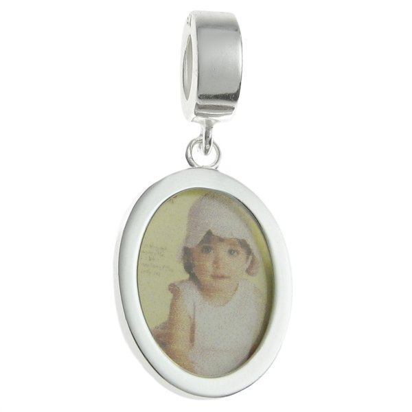 Sterling Silver Photo Frame Dangle Bead for European Charm Bracelets
