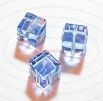 4x Swarovski Elements Crystal 5601 Clear Cube Bead Lt Sapphire 6mm