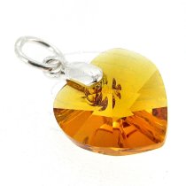 Sterling Silver Birthstone November Swarovski Topaz Heart Charm Pendant